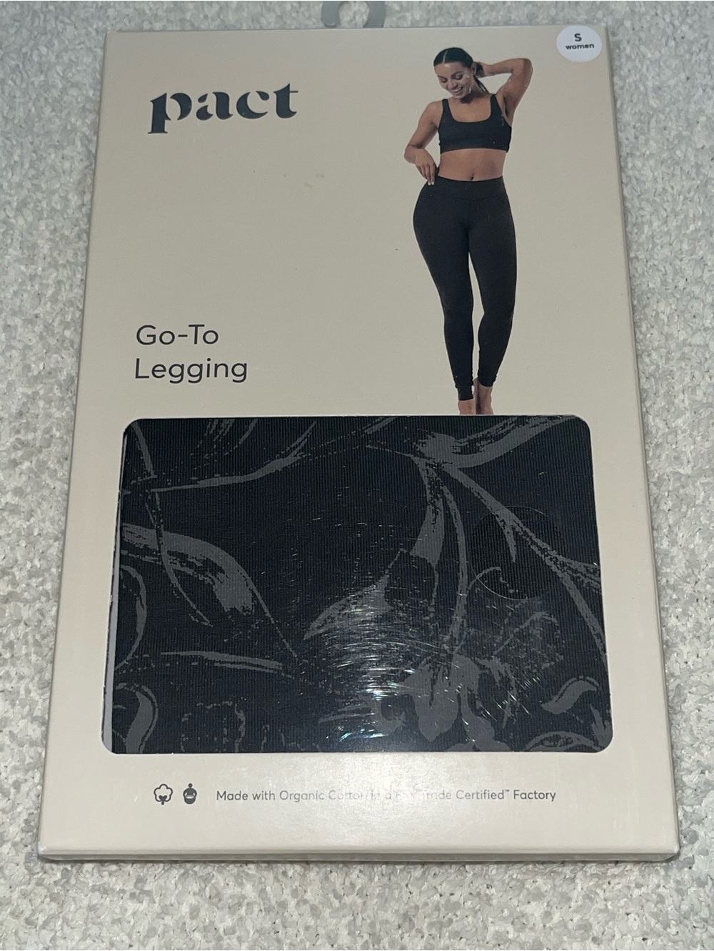 Pact Go-To-Legging Black and Grey Paint Stick Pattern